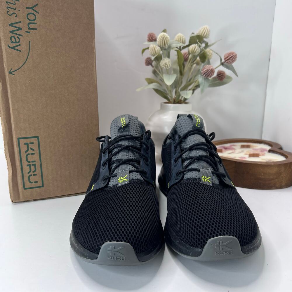 Kuru Atom Walking Comfort Sneaker Jet Black/Citron Men 9.5 Medium Tried On